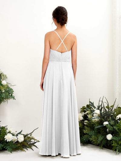 Carlyna Naura A-Line White Bridesmaid Dress Maxi Sleeveless V-Neck Dress #color_white