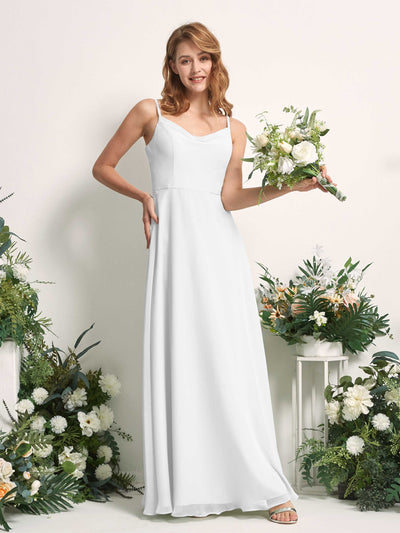 Carlyna Hannah A-Line White Bridesmaid Dress Maxi Sleeveless Sweetheart Dress Front View #color_white