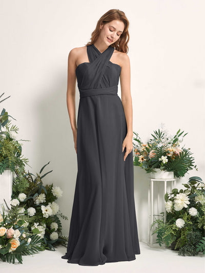Carlyna Carolyn Convertible Pewter Bridesmaid Dress Maxi Sleeveless Sweetheart Dress Side View 5 #color_pewter