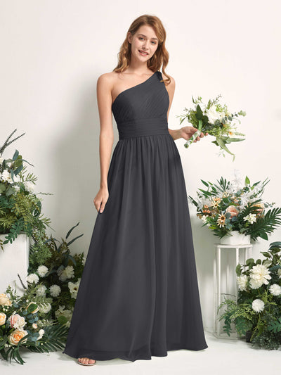 Carlyna Pandora A-Line Pewter Bridesmaid Dress Maxi Sleeveless One Shoulder Dress #color_pewter