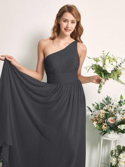 Carlyna Pandora A-Line Pewter Bridesmaid Dress Maxi Sleeveless One Shoulder Dress #color_pewter