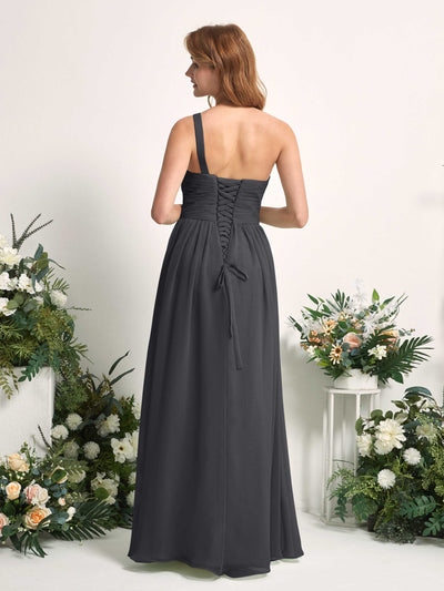 Carlyna Pandora A-Line Pewter Bridesmaid Dress Maxi Sleeveless One Shoulder Dress #color_pewter