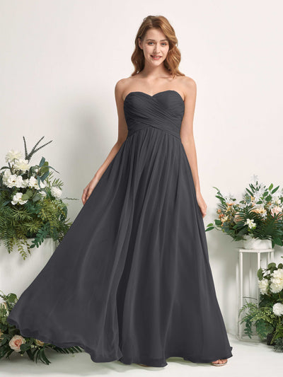 Carlyna Elma A-Line Pewter Bridesmaid Dress Maxi Sleeveless Sweetheart Dress Front View #color_pewter