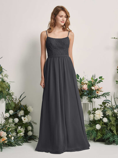 Carlyna Ursula A-Line Pewter Beaded Bridesmaid Dress Maxi Sleeveless Sweetheart Dress #color_pewter