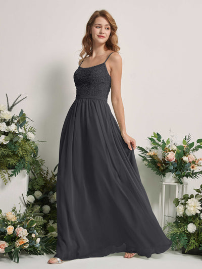 Carlyna Ursula A-Line Pewter Beaded Bridesmaid Dress Maxi Sleeveless Sweetheart Dress #color_pewter