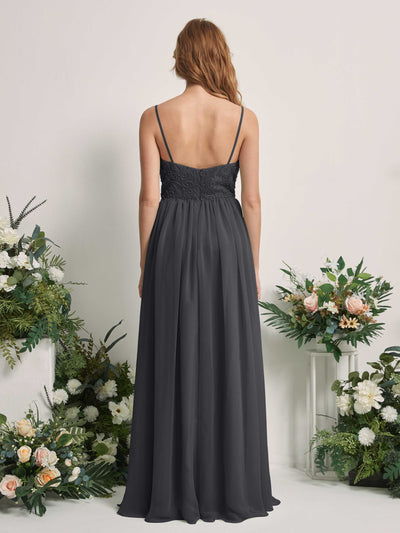 Carlyna Verna A-Line Pewter Beaded Bridesmaid Dress Maxi Sleeveless Sweetheart Dress #color_pewter
