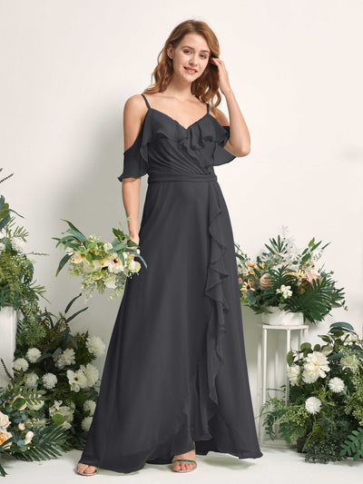 Carlyna Yvette A-Line Pewter Bridesmaid Dress Maxi Sleeveless V-Neck Dress #color_pewter