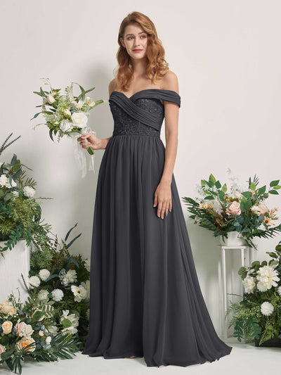 Carlyna Leona A-Line Pewter Embroidered Bridesmaid Dress Maxi Sleeveless Sweetheart Dress #color_pewter