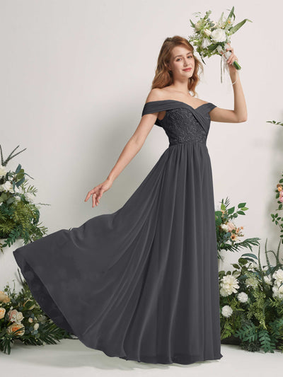 Carlyna Leona A-Line Pewter Embroidered Bridesmaid Dress Maxi Sleeveless Sweetheart Dress #color_pewter