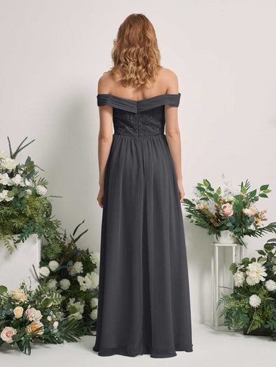 Carlyna Leona A-Line Pewter Embroidered Bridesmaid Dress Maxi Sleeveless Sweetheart Dress #color_pewter