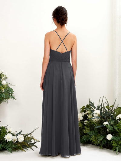 Carlyna Naura A-Line Pewter Bridesmaid Dress Maxi Sleeveless V-Neck Dress #color_pewter