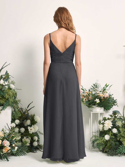 Carlyna Hannah A-Line Pewter Bridesmaid Dress Maxi Sleeveless Sweetheart Dress Back View #color_pewter