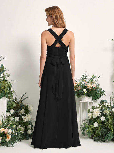 Carlyna Carolyn Convertible Black Bridesmaid Dress Maxi Sleeveless Sweetheart Dress Side View 4 #color_black