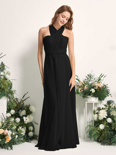 Carlyna Carolyn Convertible Black Bridesmaid Dress Maxi Sleeveless Sweetheart Dress Side View 5 #color_black