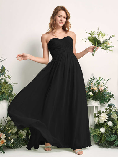 Carlyna Elma A-Line Black Bridesmaid Dress Maxi Sleeveless Sweetheart Dress Side View 2 #color_black