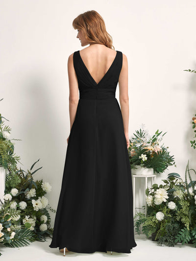 Carlyna Mollie A-Line Black Bridesmaid Dress Maxi Sleeveless V-Neck Dress #color_black
