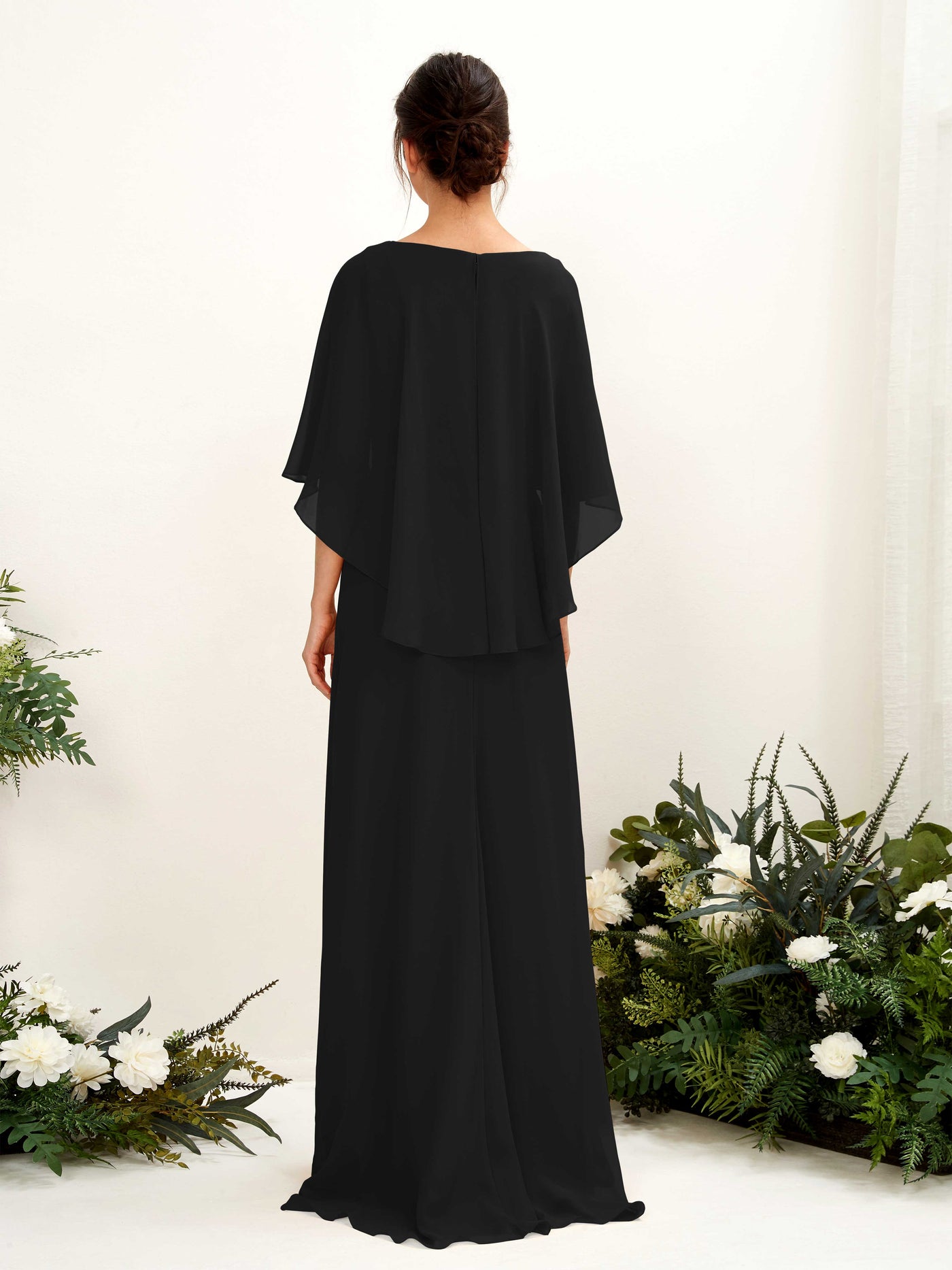 A-line Bateau Sleeveless Chiffon Bridesmaid Dress - Black (81222015)#color_black