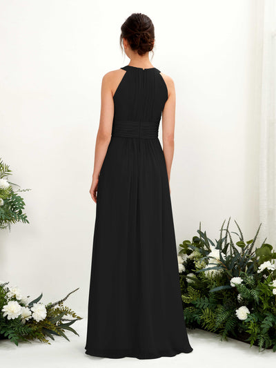 Carlyna Noelle A-Line Black Bridesmaid Dress Maxi Sleeveless Round Neck Dress #color_black