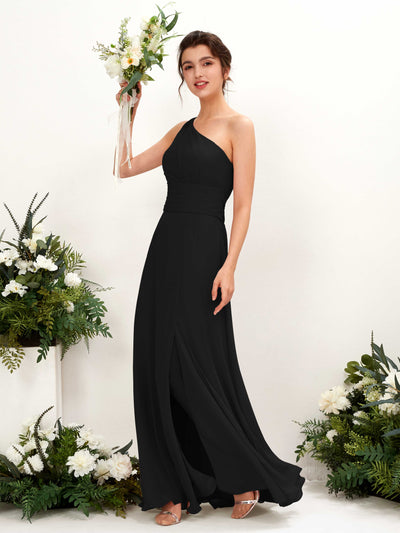 Carlyna Trita Sheath Black Bridesmaid Dress Maxi Sleeveless One Shoulder Dress #color_black