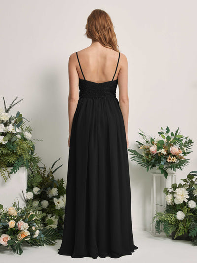 Carlyna Verna A-Line Black Beaded Bridesmaid Dress Maxi Sleeveless Sweetheart Dress #color_black