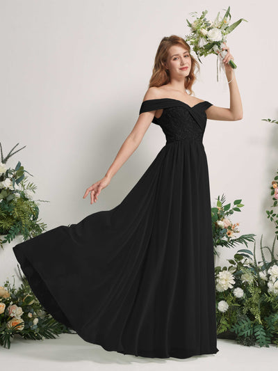 Carlyna Leona A-Line Black Embroidered Bridesmaid Dress Maxi Sleeveless Sweetheart Dress #color_black