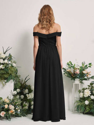 Carlyna Leona A-Line Black Embroidered Bridesmaid Dress Maxi Sleeveless Sweetheart Dress #color_black