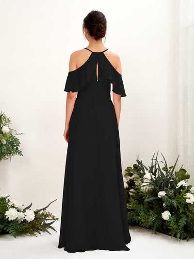 Carlyna Orlane A-Line Black Bridesmaid Dress Maxi Sleeveless V-Neck Dress #color_black