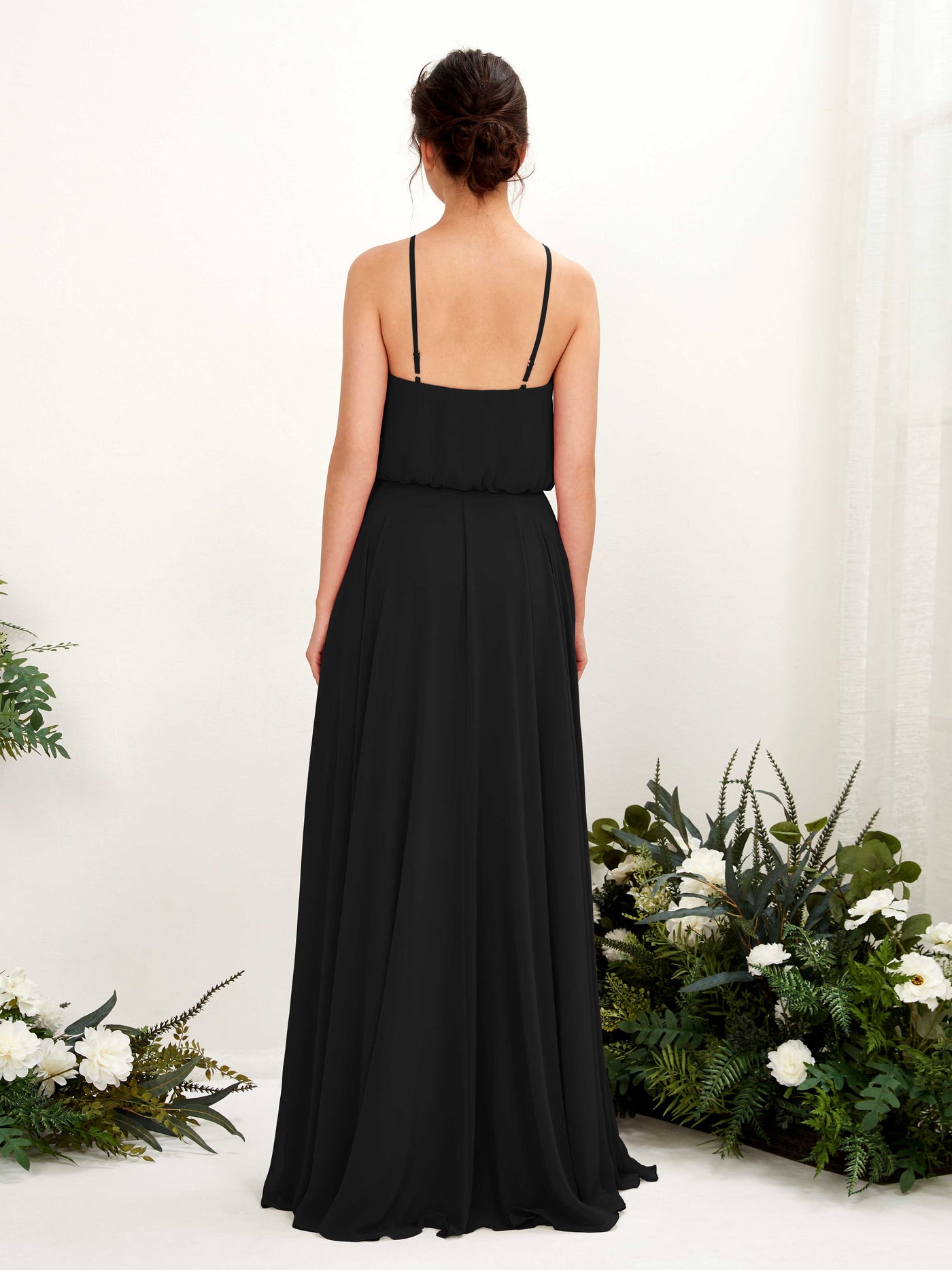 Bohemian Halter Spaghetti-straps Bridesmaid Dress - Black (81223415)#color_black