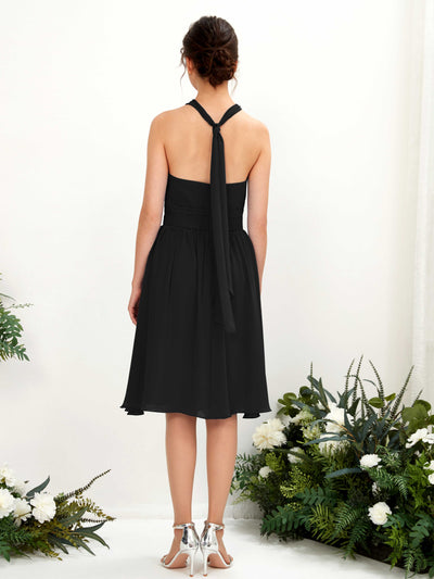 Carlyna Yvonne A-Line Black Bridesmaid Dress Knee-Length Sleeveless Round Neck Dress #color_black