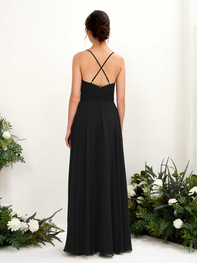 Carlyna Naura A-Line Black Bridesmaid Dress Maxi Sleeveless V-Neck Dress #color_black