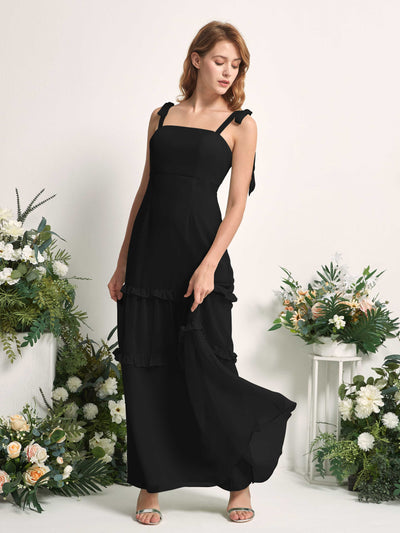 Carlyna Kaiya A-Line Black Bridesmaid Dress Maxi Sleeveless Straight Dress #color_black