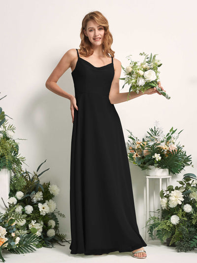 Carlyna Hannah A-Line Black Bridesmaid Dress Maxi Sleeveless Sweetheart Dress Front View #color_black